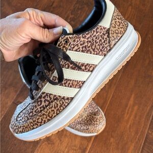 Adidas Women's Leopard Print Sneakers - Black and Tan